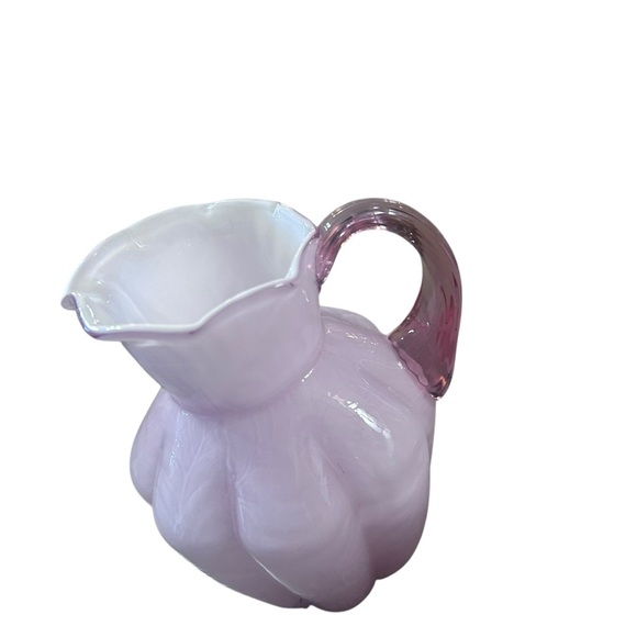 Fenton Vintage Pink Overlay Fern Glass Pitcher - Picture 2 of 8